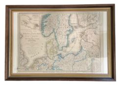 19TH CENTURY WYLD'S MAP OF THE BALTIC OR EAST SEA, FRAMED AND GLAZED