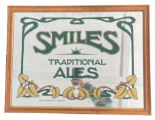 SMILES ALES - MID CENTURY PUB DISPLAY ADVERTISING MIRROR