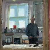 DAVID COBLEY (B. 1954) - SELF PORTRAIT, 2006 - OIL ON BOARD