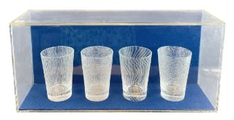 SOL LEWITT (1928-2007) - SET OF FOUR ETCHED DRINKING GLASSES, SIGNED