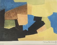 SERGE POLIAKOFF (1900-1969) - COMPOSITION IN BLACK, BLUE & YELLOW - AQUATINT