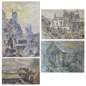 MICHAEL LAWRENCE CADMAN (1920-2010) - FOUR WATERCOLOURS & GOUACHE ON PAPER