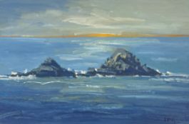 GARY LONG (B. 1945) - BRISONS I, CORNWALL - OIL ON BOARD