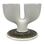 TROIKA POTTERY - CORNISH STUDIO POTTERY DOUBLE EGG CUP BY MARILYN PASCOE
