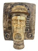 TROIKA POTTERY - CORNISH STUDIO POTTERY AZTEC MASK BY ANNE JONES