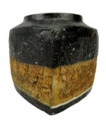 TROIKA POTTERY - CORNISH STUDIO POTTERY TEXTURED TWO ONE MARMALADE JAR