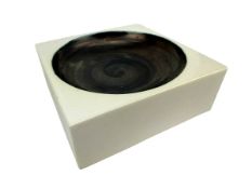 TROIKA POTTERY - CORNISH STUDIO POTTERY SQUARE ASHTRAY BY PENNY BLACK