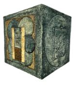 TROIKA POTTERY - CORNISH STUDIO POTTERY LARGE CUBE VASE BY JANE FITZGERALD
