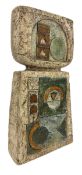 TROIKA POTTERY - CORNISH STUDIO POTTERY DOUBLE BASE VASE BY PENNY BLACK
