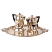 ARGIT "Art Deco - Tee- und Kaffeeset aus silbernem Metall" 20.Jh.