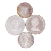SILBER: 2 x 10 Bahamas Dollars 1973 (Unabhängigkeit), ca. 90 Gramm Ag +