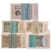 Deutschland – Reichsbanknoten / Inflationsgeld 1923, Lot von 4 Original-Bankbündeln.