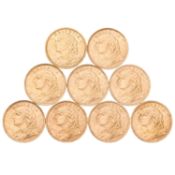 Schweiz /GOLD-Lot - 9 x 20 Sfr. Vreneli 