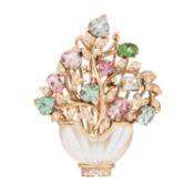 Brosche "Blumenarrangement" mit Brillanten 