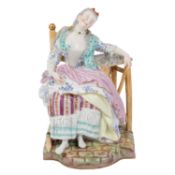 MEISSEN "Schlafendes Mädchen" 1850-1860.