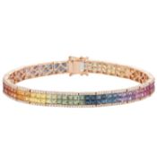 Armband mit feinen bunten Saphiren und Brillanten 