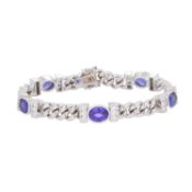 Armband mit Tansaniten und Brillanten, 
