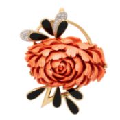 Anhänger mit Korallengravur "Alte englische Rose", 