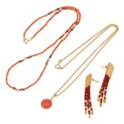 Konvolut 3-teilig Korallenschmuck, 