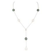 Y-Collier mit schwarzen und weißen Perlen 