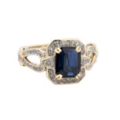Ring mit Saphir und Diamanten zus. ca. 0,7 ct, 