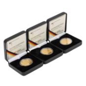 BRD /GOLD - 3 x 100€: Einigkeit 2020 G, Recht 2021 J & Freiheit 2022 J