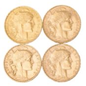 Frankreich/GOLD - 20 Francs. 4 Stück.