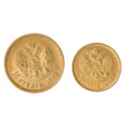 Russland - 5 Rubel 1898 (ss+), 10 Rubel 1898 (ss, gereinigt), 