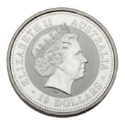 Australien/SILBER 10 Dollar 2000 "Kookaburra" 10oz Ag fein