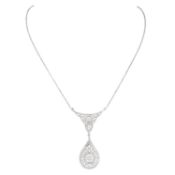 Charmantes Collier mit feinem Altschliffdiamant ca. 1,1 ct, 