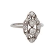 Art Déco Ring mit Altschliffdiamanten zus. ca. 0,35 ct, 