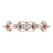 Historische Brosche mit Altschliffdiamanten zus. ca. 0,7 ct, 
