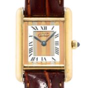 CARTIER Tank Vermeil "Trinity" Damenuhr mit Box und Papieren von 1988. 