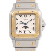 CARTIER Santos Galbee Mondphase Ref 119901 Herrenuhr von 1990. Box und Papiere. 