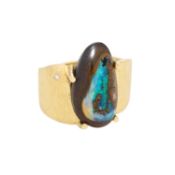 Unikat Ring mit Boulderopal und Brillant, 