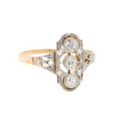Art Deco Ring mit 3 Altschliffdiamanten 