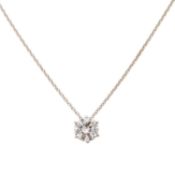 Collier mit Solitär-Brillant von ca. 0,92 ct, 