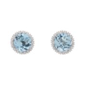 Ohrstecker mit Blautopas und Brillanten, 