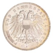 Freie und Hansestadt Lübeck/ Silber- 5 Mark 1908/A,