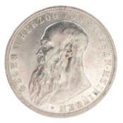 Sachsen-Meiningen / Silber - 3 Mark 1908/D, Herzog Georg II.,