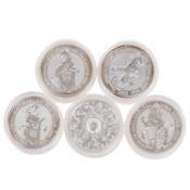 Vereinigtes Königreich /SILBER-Lot - 5 x 2 Unzen 'The Queen's Beasts' 