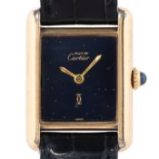 CARTIER Tank Vermeil PM "Starry Night" Damenuhr mit Box und Papieren, 1978. 