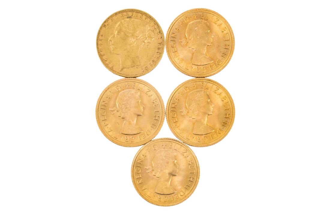 Großbritannien/GOLDlot- 5x 1 Sovereign,  - Bild 2 aus 2