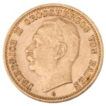 Dt. Kaiserreich /GOLD – Baden, Friedrich II. (1909–1913), 10 Mark 1910 G