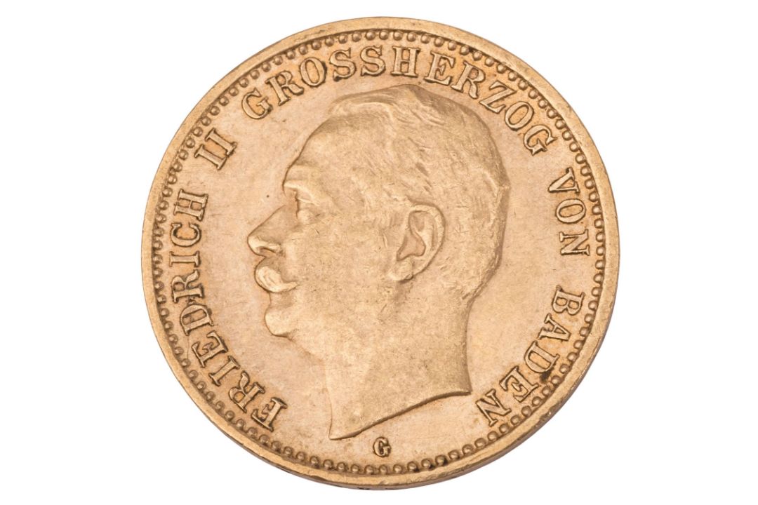 Dt. Kaiserreich /GOLD – Baden, Friedrich II. (1909–1913), 10 Mark 1910 G - Bild 1 aus 2