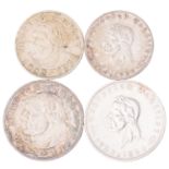 Weimarer Republik/Dt. Reich (1933-1945)/SILBERkonvolut 2x 2 Reichsmark & 2x 5 Reichsmark "Luther" & 