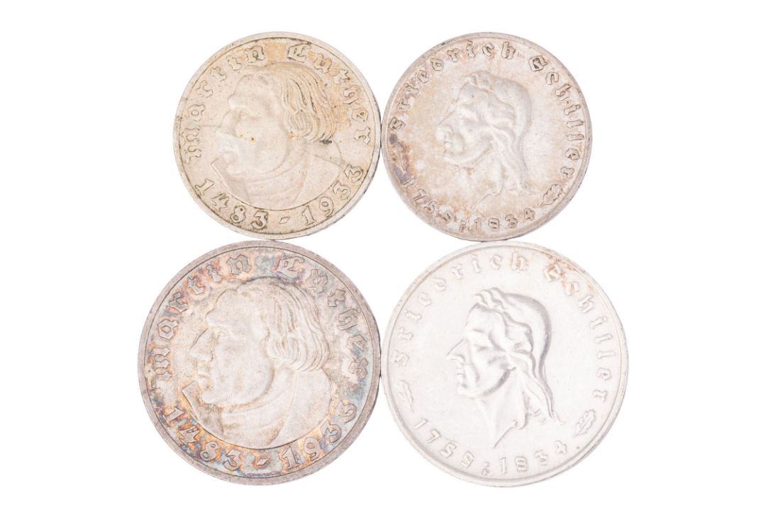 Weimarer Republik/Dt. Reich (1933-1945)/SILBERkonvolut 2x 2 Reichsmark & 2x 5 Reichsmark "Luther" &  - Bild 1 aus 2