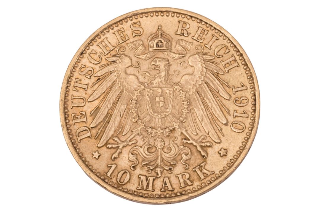 Dt. Kaiserreich /GOLD – Baden, Friedrich II. (1909–1913), 10 Mark 1910 G - Bild 2 aus 2