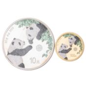 China – Panda Prestige Set, 10 Yuan Silber & 100 Yuan Gold 2023