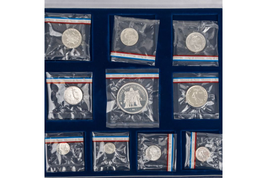 Frankreich – 10-teilige Piéfort-Sammlung der Monnaie de Paris, 1980 - Bild 1 aus 3